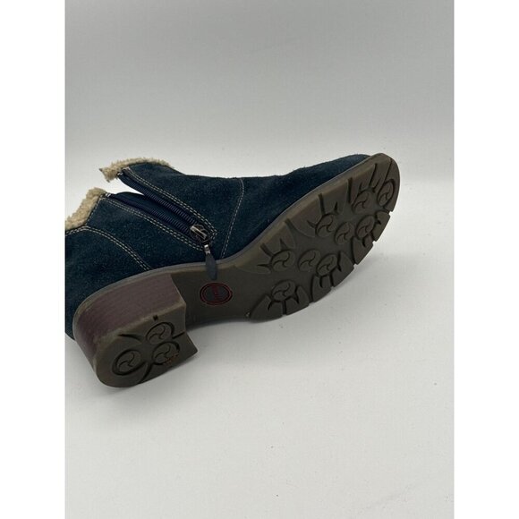 Sporto Womens Leather & Suede Ankle Boots With Faux Fur Lining 7.5W Blue - Picture 7 of 8